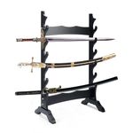 lukar 6 Tier Sword Stand Floor, Multilayer Floor Standing Sword Rack, Wooden Sword Holder Floor Stand, Large Sword Display Stand for Katana Samurai