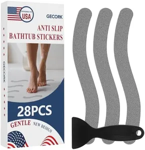 Gecork 28 PCS Shower Floor Non Slip Stickers with Strong Adhesive, Invisible & Durable Anti Slip Shower Stickers with Scraper for Bath Tub, Pools and Stairs(Grey,Wavy)