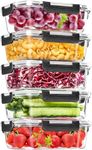 Skroam 5-Packs 36OZ Glass Food Storage Containers with Lids Airtight, Glass Meal Prep Container for Lunch, Pantry Organizers and Storage, Glass Lunch Boxes for Freezer to Oven Safe, Leak Proof