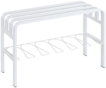 Proman Products - Horizontal Steel Shoe Bench, Shoe Organizer for Entryway, Shoe Storage Bench (White)