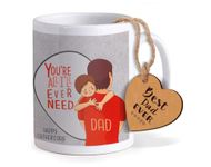 TIED RIBBONS Fathers Day Gift for Dad Father in Law Daddy from Son Daughter Printed Ceramic Coffee Mug (325 ml) with Wooden Tag