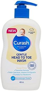 Curash Gentle Head To Toe Wash, 400ml - For Sensitive Skin, Hypoallergenic, Suitable for Newborns, With Calendula, Vitamin E And Glycerin, Over 90% Naturally Derived Ingredients - For Gentle Daily Cleansing And Bath Time