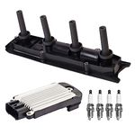 ENA Ignition Coil Pack with Ignition Control Module and Set of 4 Spark Plugs Compatible with Saturn Pontiac Vue Ion Grand AM Replacement For UF301 UF391 LX981 5263