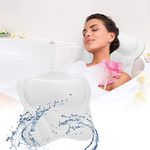 Acalu Luxury Bath Pillow for Tub BathTub Pillow Spa Pillows for Neck Head Shoulders Back Support, 4D Air Mesh Bath Accessories, Thick Bath Cushion with 6 Suction Cups Men Women Comfort Shower Headrest