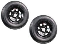 eCustomRim 2-Pack Radial Mounted Trailer Tire Rim ST205/75R15D Load D 5-4.5 Black Spoke