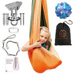 SAVOIZ Sensory Swing - Therapy Swing for Kids- Great for Sensory Processing Disorder, Autism, ADHD- Reversible (Orange/Green) -Outdoor Swing - Kids Sensory Hammock has a Calming Effect on Children