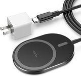 TOZO W10 Magnets Wireless Charger, USB C Charger Aviation Aluminum Computer Numerical Control Technology Fast Charging Pad Compatible for iPhone 16/15/15 Plus/15 Pro/15 Pro Max/14/13/12 Black