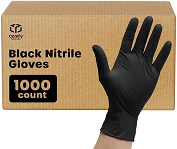Comfy Package [Case of 1,000 Black Nitrile Gloves Disposable Latex Free, 6 Mil Extra Strength, Powder Free, Chemical Resistant, Textured Fingertips - Small