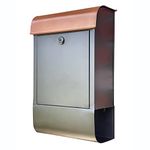 NACH Dominion Morden Lockable Mailbox with Build-in Newspaper Holder, Wall Mount Mailboxes for Outside with Max Rust Protection, Black and Brown, 16x10x4.5 in, MB-8000LK