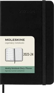 Moleskine Weekly Planner 2023-2024, 18-Month Agenda, Academic Diary, Weekly Diary with Hard Cover, Pocket Size 9 x 14 cm, Colour Black