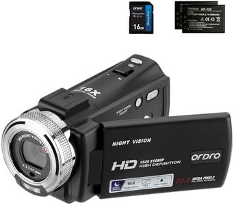 ORDRO Camcorders HDV-V12 HD 1080P Video Camera Recorder Infrared Night Vision Camera Camcorders with 16G Memory Card and 2 Batteries