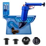 Air Power Drain Blaster Gun, High Pressure Powerful Manual Sink Plunger Opener Cleaner Pump for Bath Toilets, Bathroom, Shower, Kitchen Clogged Pipe Bathtub(Blue)