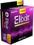 Elixir® Strings Phosphor Bronze Acoustic Guitar Strings with NANOWEB® Technology, Custom Light (.011-.052) - Amazon Exclusive 4 Pack
