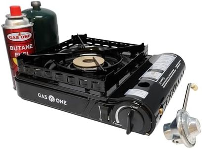 Gas One Dual Fuel Portable Stove 15,000BTU With Brass Burner Head, Dual Spiral Flame Gas Stove - Patent Pending