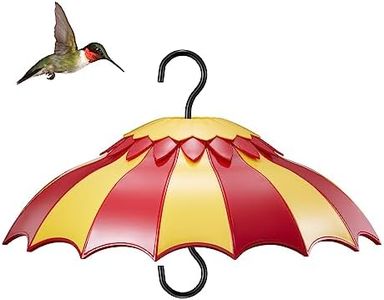 Bird Feeder Baffle 14" with Ant Moat, Beserie Large Bird Feeder Rain Guard Cover with Ant Guard & Shepherd Hooks, Attract Hummingbirds & Anti Squirrel/Sun/Rain/Snow/Ants (Red-Yellow, 14 inches, 35cm)