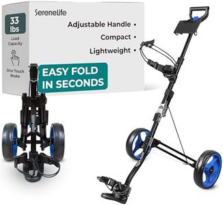 SereneLife 2 Wheel Golf Push Cart - Lightweight Folding Walking Push Cart Roller Golf Bag Holder Upper/Lower Bracket w/Elastic Strap, Bag Storage Holder SLGZX3