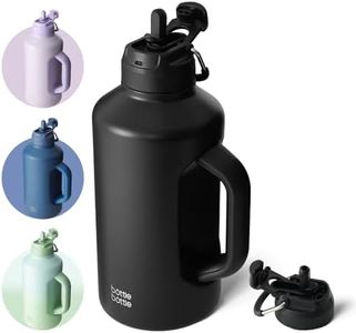 Bottle Bottle 2Litre Insulated Large Water Bottle with Straw and Dual-use Lid Half Gallon(64oz) Water Jug Stainless Steel Big Water Bottles with Handle for Gym and Sports (Black)