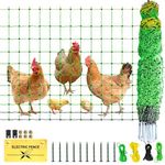 Poultry Netting Electric Fence, 41.5" H x 164' L, Portable Livestock Nets Mesh for Chickens, Ducks, Geese, Turkey, Electric Fencing for Backyards, Homesteaders, Farms, Ranches, Gardens