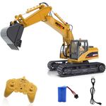 Fisca Remote Control Excavator RC Construction Vehicles 15 Channel 2.4G Full Function Digger Toys with Sound and Lights