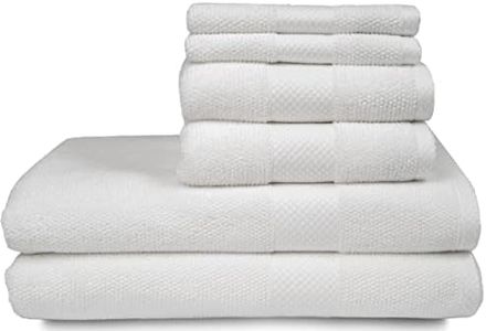 MAURA Premium Bath Towel Set 100% Cotton. 6 Piece Ultra Absorbent Quick Dry Soft Terry Bath Towels for Bathroom, Hotel and Spa Quality, White