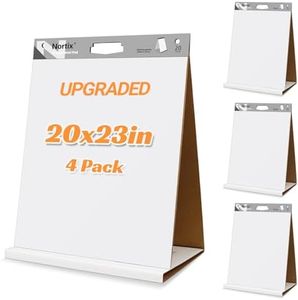 Nortix Sticky Easel Pad, Flip Chart Paper, Easer Paper, Upgraded Versatile Tabletop Sticky Easel Pad with Dry Erase Surface for Meeting/Training/Doodling, 20x23 Inches, 20 Sheets/Pad, 4 Pads