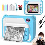Uleway Instant Print Cameras for Kids 1080P Digital Video Camera with 2.4 Inch Screen 32GB SD Card 5 Color Pens 3 Rolls Printing Papers Portable Creative Gifts for 3-12 Year Old Boys and Girls (Blue)