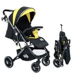 Golden Bee Choco Joy Stylish Baby Stroller/Parm with Detachable Food Tray, Lightweight Travel Stroller, Easy Towable, 5 Point Safety Harness, Baby Stroller for 0-3 Years Boys & Girl (Golden Black)