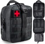 Sumiko Nylon First Aid Box for Medical Emergency Kit | Heavy Duty and Large Capacity Military Grade | Rip-Away Ifak Pouch for Sports Hiking Camping Traveling Bag (Black)