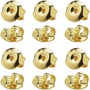 DELECOE 18K Yellow Gold Plated Earring Replacements, 925 Sterling Silver Earring Backs - Hypoallergenic, Secure - 12PCS/6 Pair