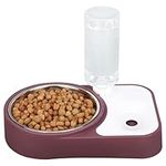 BELLE VOUS Mauve Automatic Water Dispenser/Feeder Pet Food Bowl - 500ml/17oz Water Bottle Capacity - 650ml/22oz Stainless Steel Bowl Capacity - Water/Food Bowl for Puppies, Kitten, Rabbits