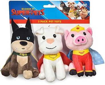 DC Comics Super-Pets 6" Krypto, PB, Ace Plush Figurine Pet Toy-3PK | 3 Piece Dog Toy Collection from Superpets Film with Batman, Superman, Wonder Woman Pets Pack