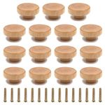 MY MIRONEY Round Wood Cabinet Knobs Pulls Handles 1.5" Diameter Hardware Furniture Drawer Knobs Dresser Wardrobe Cupboard Pulls Pack of 15