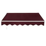 Panana Manual Awning Canopy Outdoor Patio Garden Sun Shade Shelter Top Fabric (3.5x2.5m, Wine)