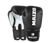 Boxing Gloves Maizo Striker Training Moulded Padding Gloves Stitching/Fighting/Training Gloves for Combat Boxing Gloves for Men & Women (10oz, Black White)