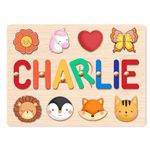 Baosity Personalized Name Puzzle for Kids, Custom Baby Gifts, Wooden Puzzles for Toddlers, Early Learning Toys for Baby Boy & Girl 1 Year Old Nursery Gifts Montessori Toys Toddler Puzzles