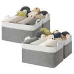 GRANNY SAYS Storage Baskets for Shelves, Pack of 4 Closet Storage Bins with Handle, Fabric Storage Bin Large, Foldable Basket Organizers, Panier Rangement Decorative Bacs de Rangement, White/Grey