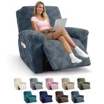 JIVENER Recliner Chair Covers,3 Pieces Recliner Covers Geometrical Jacquard, Stretch Lazy Boy Recliner Slipcovers with Elastic Bottom for Pet, Kids (1 Seater, Dark Grey)
