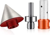 Lothee 3 Pcs Diamond Beveling Chamfer Bits with 5/8-11 in Thread Adapter Diamond Milling Bits for Existing Holes Enlarging Shaping Trimming in Tile Marble Glass Granite Ceramic (Silver, Red, Orange)