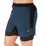 Oysters Men's 2 In 1 Running Shorts Quick Dry Gym Athletic Workout Shorts For Men With Phone Pockets (M, Airforce)