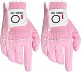 FINGER TEN Womens Ladies Golf Rain Gloves Pair Both Hand or 2 Pack Left Right Hand, Wet Hot Cool Grip, Fit Small Medium Large XL (Pink, Large, Right)