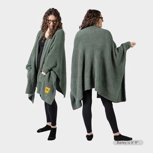 Big Blanket Co Premier Plush Wrap Moss | Ultra-Soft Wearable Blanket | Oversized Plush Poncho Cape | One Size Fits All