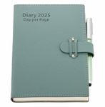 Mljtoyo Diary 2025 A5 Day Per Page, Hardback Productivity Daily Planner from Jan-Dec 2025,Schedule Monthly Planner with Tabs,Agenda 2025 Diary with Pen, Stickers,3Bookmarks for Time Management,Work