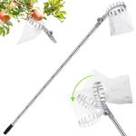 Apple Picker with Extendable Poles, 4.2M Fruit Picker, Fruit Picker Tool with Lightweight Connecting Pole and Fabric Bag, Fruit Grabber Easy to Assemble (4.2M)