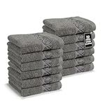 12 PC Wash Cloths Bathroom Set -100% Cotton Highly Absorbent Washcloths Bulk, Premium Spa & Hotel Quality Wash Clothes - Grey