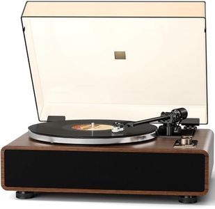 FEKTIK Bluetooth Vinyl Record Player with AT-3600L Magnetic Cartridge, High Fidelity Belt Drive Turntable with Built-in Speakers, Wireless Playback and RCA Auxiliary Input, Auto Off