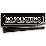 iSYFIX No Soliciting Sign Sticker for House, Home & Business - 4 Pack 7x2 inch - Premium Self-Adhesive Vinyl, Laminated for Ultimate UV, Weather, Scratch, Water and Fade Resistance, Indoor & Outdoor