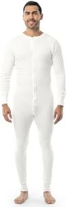 Indera Men's Cotton 1 x 1 Rib Union Suit, White, Medium