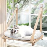 Cat Window Perch, Cat Hammock Window Seat, Cat Window Hammocks Bed for Indoor Cats, Large Cat Perch with Sturdy Screw Suction Cups for Large Cats & Kittens (Gray, Cushion Bed Cover)