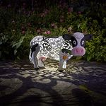 PRTECY Daisy Cow Garden Solar Light Outdoor Decor, Color Changing Hollowed-Out Daisy Cow Garden Figurine Metal Decorative Cow Lamp for Outdoor Patio Yard Art Decor