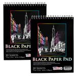 US Art Supply 9 in. x 12 in. Premium Black Heavyweight Paper Spiral Bound Sketch Pad, 140gsm, 64 Pound, 30 Sheets by US Art Supply